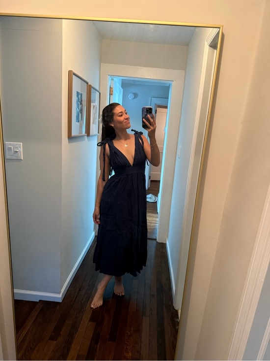 House of Harlow 1960 Dresses & Skirts - Navy Tie-Shoulder V-Neck Maxi Dress